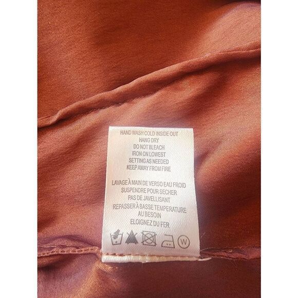Samuel Dong ruffle taffeta jacket size medium rusty brown - Picture 11 of 12